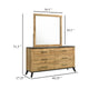 Wemy Wide Dresser with Matching Mirror | 6 Drawers | Brown Wood