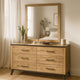 Wemy Wide Dresser with Matching Mirror | 6 Drawers | Brown Wood
