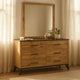 Wemy Wide Dresser with Matching Mirror | 6 Drawers | Brown Wood
