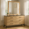 Wemy Wide Dresser with Matching Mirror | 6 Drawers | Brown Wood