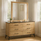 Wemy Wide Dresser with Matching Mirror | 6 Drawers | Brown Wood