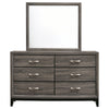 Mela 2pc Wide Dresser and Mirror Set | 6 Drawers | Gray Oak Wood BM340010