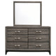 Mela 2pc Wide Dresser and Mirror Set | 6 Drawers | Gray Oak Wood BM340010