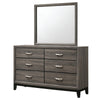 Mela 2pc Wide Dresser and Mirror Set | 6 Drawers | Gray Oak Wood BM340010