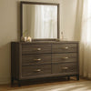 Mela 2pc Wide Dresser and Mirror Set | 6 Drawers | Gray Oak Wood