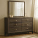 Mela 2pc Wide Dresser and Mirror Set | 6 Drawers | Gray Oak Wood