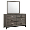 Mela 2pc Wide Dresser and Mirror Set | 6 Drawers | Gray Oak Wood