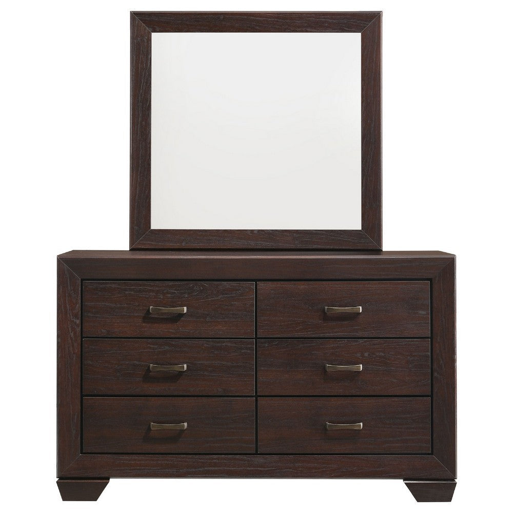 Bello Wide Dresser with Matching Mirror | 6 Drawers | Dark Cocoa Brown BM340012