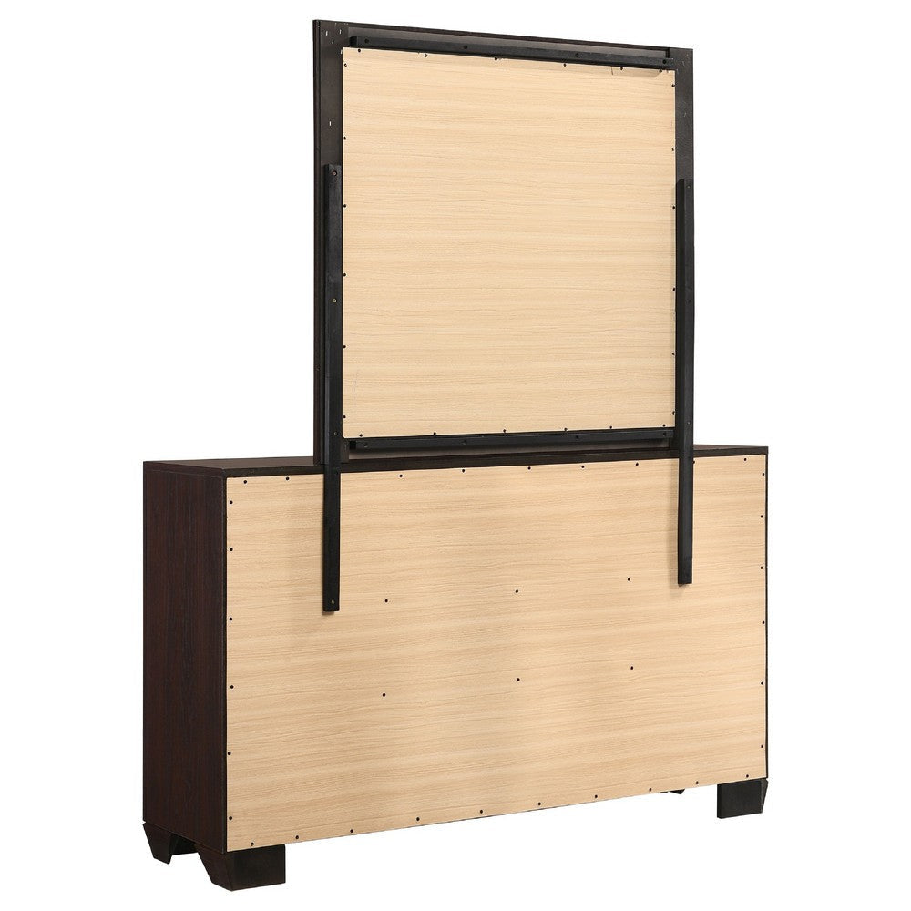 Bello Wide Dresser with Matching Mirror | 6 Drawers | Dark Cocoa Brown BM340012
