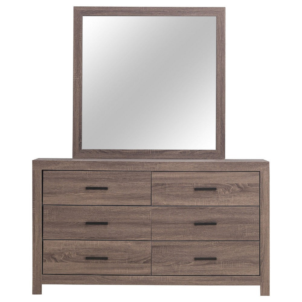 Sili Wide Dresser and Rectangular Mirror | 6 Drawer | Barrel Oak Brown BM340013