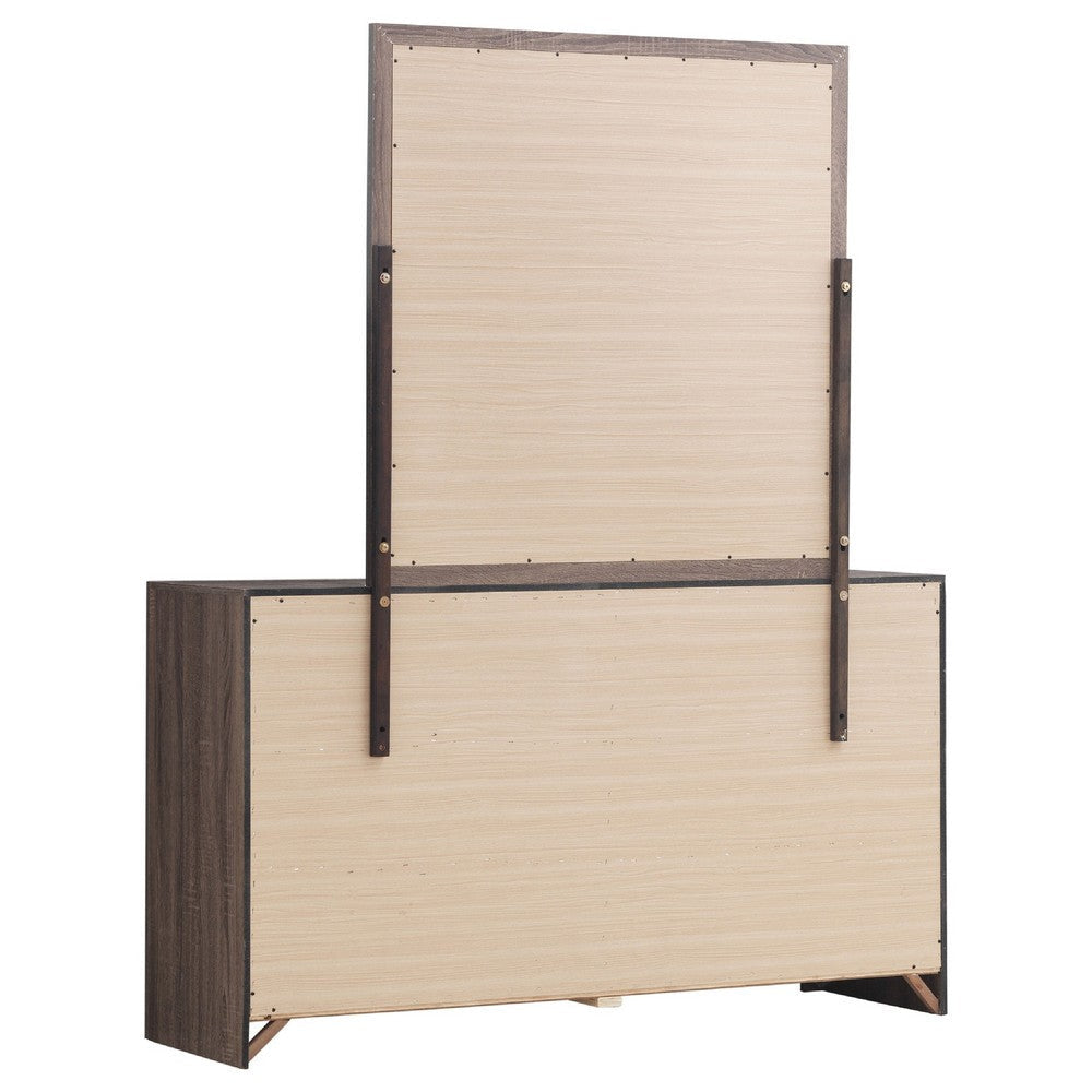 Sili Wide Dresser and Rectangular Mirror | 6 Drawer | Barrel Oak Brown BM340013