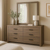 Sili Wide Dresser and Rectangular Mirror | 6 Drawer | Barrel Oak Brown