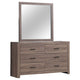 Sili Wide Dresser and Rectangular Mirror | 6 Drawer | Barrel Oak Brown