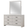 Sili Wide Dresser and Rectangular Mirror | 6 Drawer | Ivory White Wood BM340014