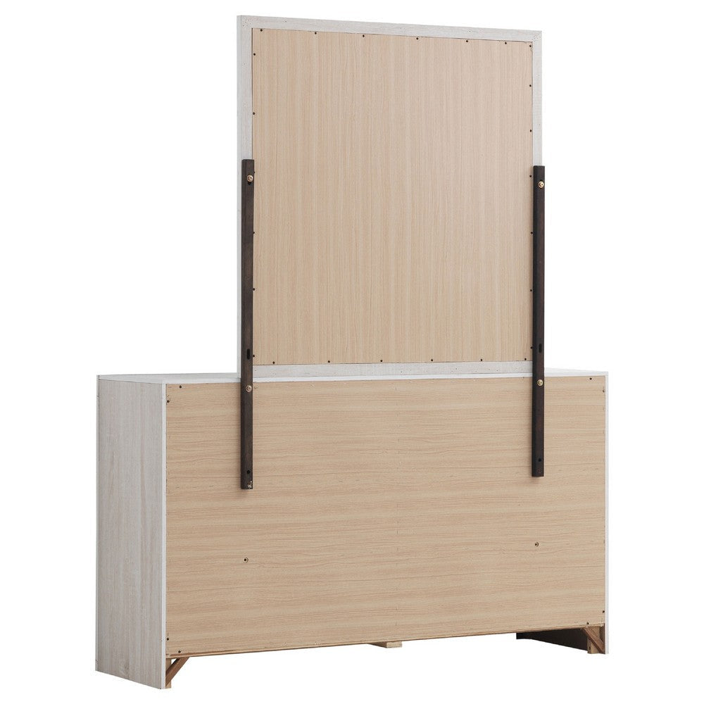 Sili Wide Dresser and Rectangular Mirror | 6 Drawer | Ivory White Wood BM340014