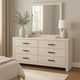 Sili Wide Dresser and Rectangular Mirror | 6 Drawer | Ivory White Wood BM340014