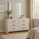 Sili Wide Dresser and Rectangular Mirror | 6 Drawer | Ivory White Wood