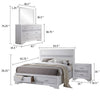 Vino White 4 Piece Queen Bed Set w Storage | Dressers | Glitter Accent