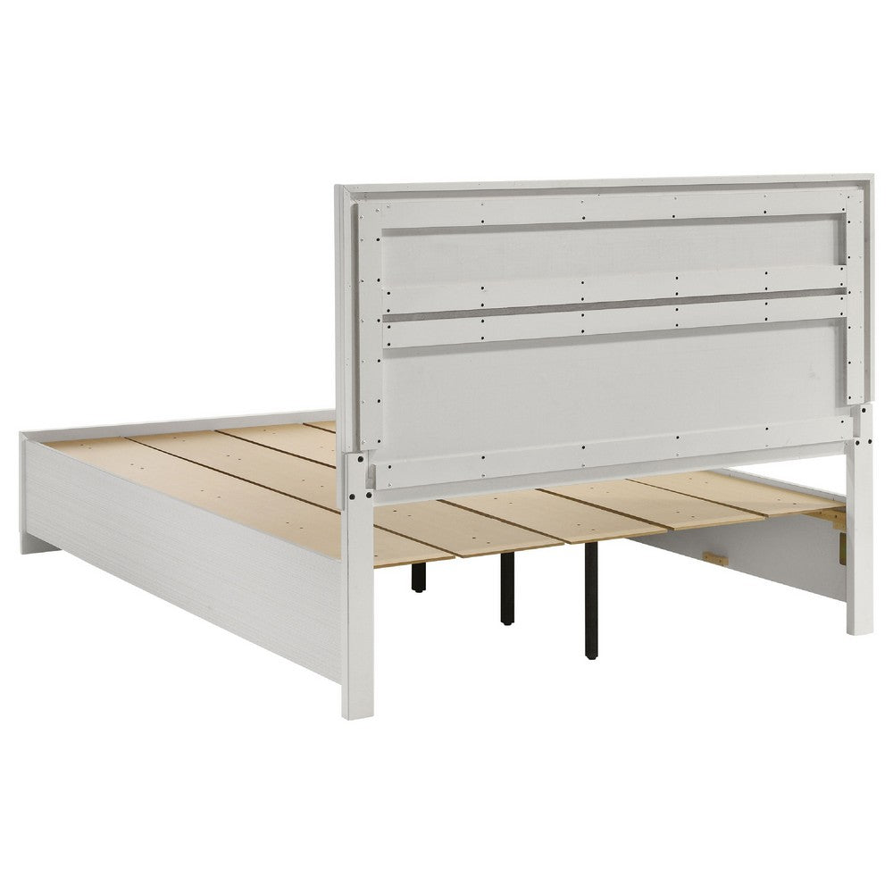 Vino White 5 Piece Queen Bed Set w Storage | Dressers | Glitter Accent