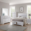 Vino White 5 Piece Queen Bed Set w Storage | Dressers | Glitter Accent