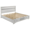 Vino White 4pc King Size Bed Set w Storage | Dressers | Glitter Accent