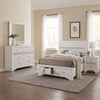 Vino White 4pc King Size Bed Set w Storage | Dressers | Glitter Accent