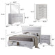 Vino White 5pc King Size Bed Set w Storage | Dressers | Glitter Accent