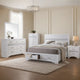 Vino White 5pc King Size Bed Set w Storage | Dressers | Glitter Accent