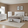 Vino White 5pc King Size Bed Set w Storage | Dressers | Glitter Accent