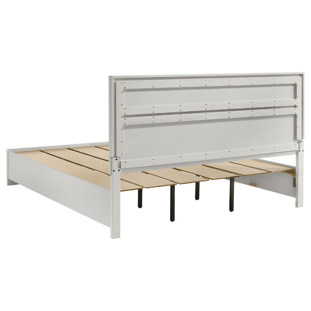 Vino White 4pc California King Bed Set w Dressers | Glitter Accent BM340019