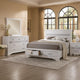 Vino White 4pc California King Bed Set w Dressers | Glitter Accent
