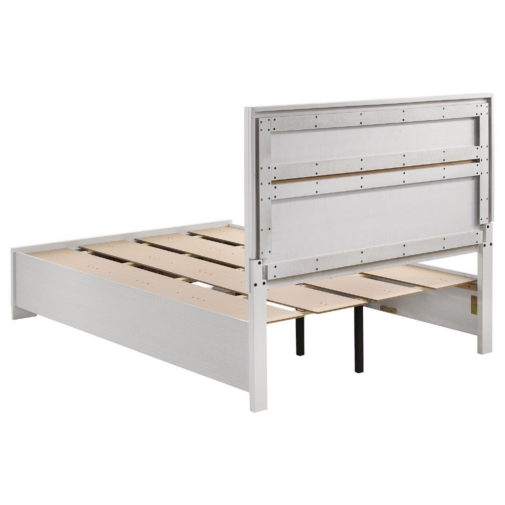 Vino White 5pc Full Size Bed Set w Storage | Dressers | Glitter Accent