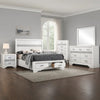 Vino White 5pc Full Size Bed Set w Storage | Dressers | Glitter Accent