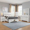 Vino White 5pc Full Size Bed Set w Storage | Dressers | Glitter Accent