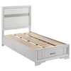 Vino White 5pc Twin Size Bed Set w Storage | Dressers | Glitter Accent BM340022