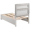 Vino White 5pc Twin Size Bed Set w Storage | Dressers | Glitter Accent