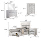 Vino White 5pc Twin Size Bed Set w Storage | Dressers | Glitter Accent