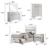 Vino White 5pc Twin Size Bed Set w Storage | Dressers | Glitter Accent BM340022