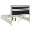 Vino White 4pc Queen Size Bed Set w Dressers | Mirror | Glitter Accent