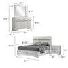 Vino White 4pc Queen Size Bed Set w Dressers | Mirror | Glitter Accent