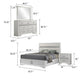 Vino White 4pc Queen Size Bed Set w Dressers | Mirror | Glitter Accent