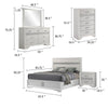 Vino White 5pc Queen Size Bed Set w Dressers | Mirror | Glitter Accent