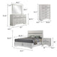 Vino White 5pc Queen Size Bed Set w Dressers | Mirror | Glitter Accent