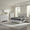 Vino White 5pc Queen Size Bed Set w Dressers | Mirror | Glitter Accent