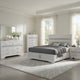 Vino White 5pc Queen Size Bed Set w Dressers | Mirror | Glitter Accent