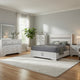 Vino White 5pc Queen Size Bed Set w Dressers | Mirror | Glitter Accent