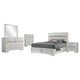 Vino White 5pc Queen Size Bed Set w Dressers | Mirror | Glitter Accent