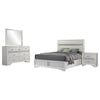 Vino White 4pc King Size Bed Set w Dressers | Mirror | Glitter Accent