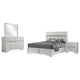Vino White 4pc King Size Bed Set w Dressers | Mirror | Glitter Accent