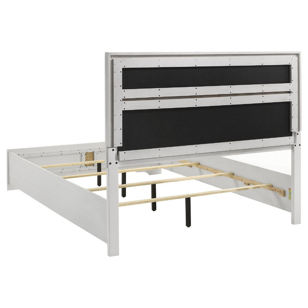 Vino White 5pc Full Size Bed Set w Dressers | Mirror | Glitter Accent BM340029